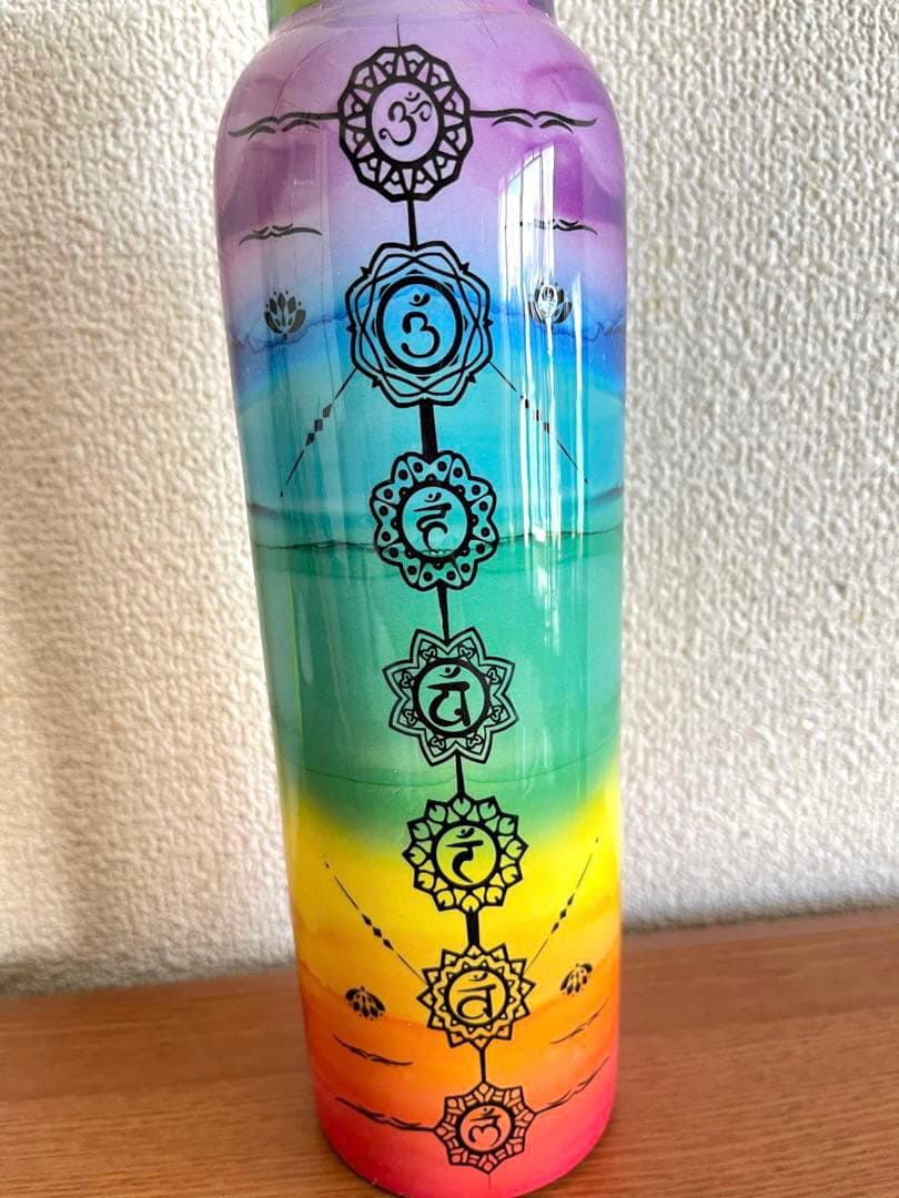銅製ウォーターボトル 7チャクラ柄100%Copper Bottle FCB7