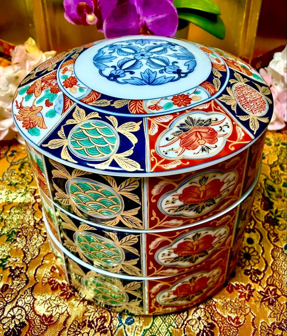 大喜陶器　大皿３１㌢　有田焼林斎窯　陶器　三段重　小皿五点 豪華おもてなしセット