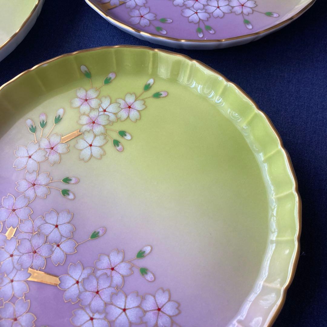 香蘭社 満開桜　金彩　桜絵　中皿 和食器 和皿