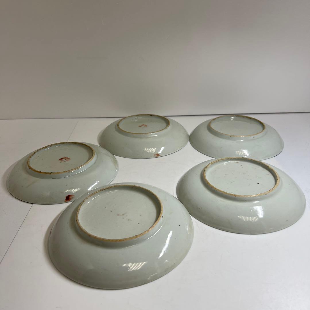 中国清時代　南京粉彩中皿5枚　木箱付　直径約16.5㎝　東Y8-0402☆2F