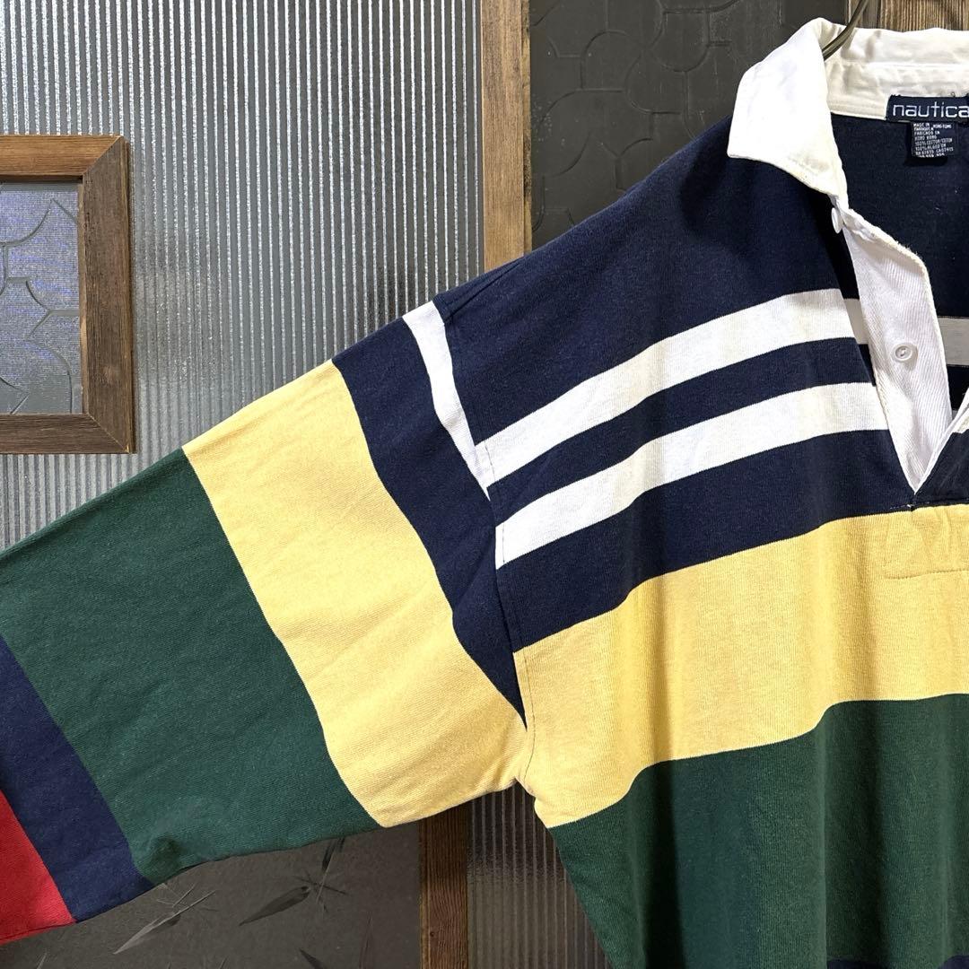 90s US古着 nautica 長袖ラガーシャツ　XL マルチカラー