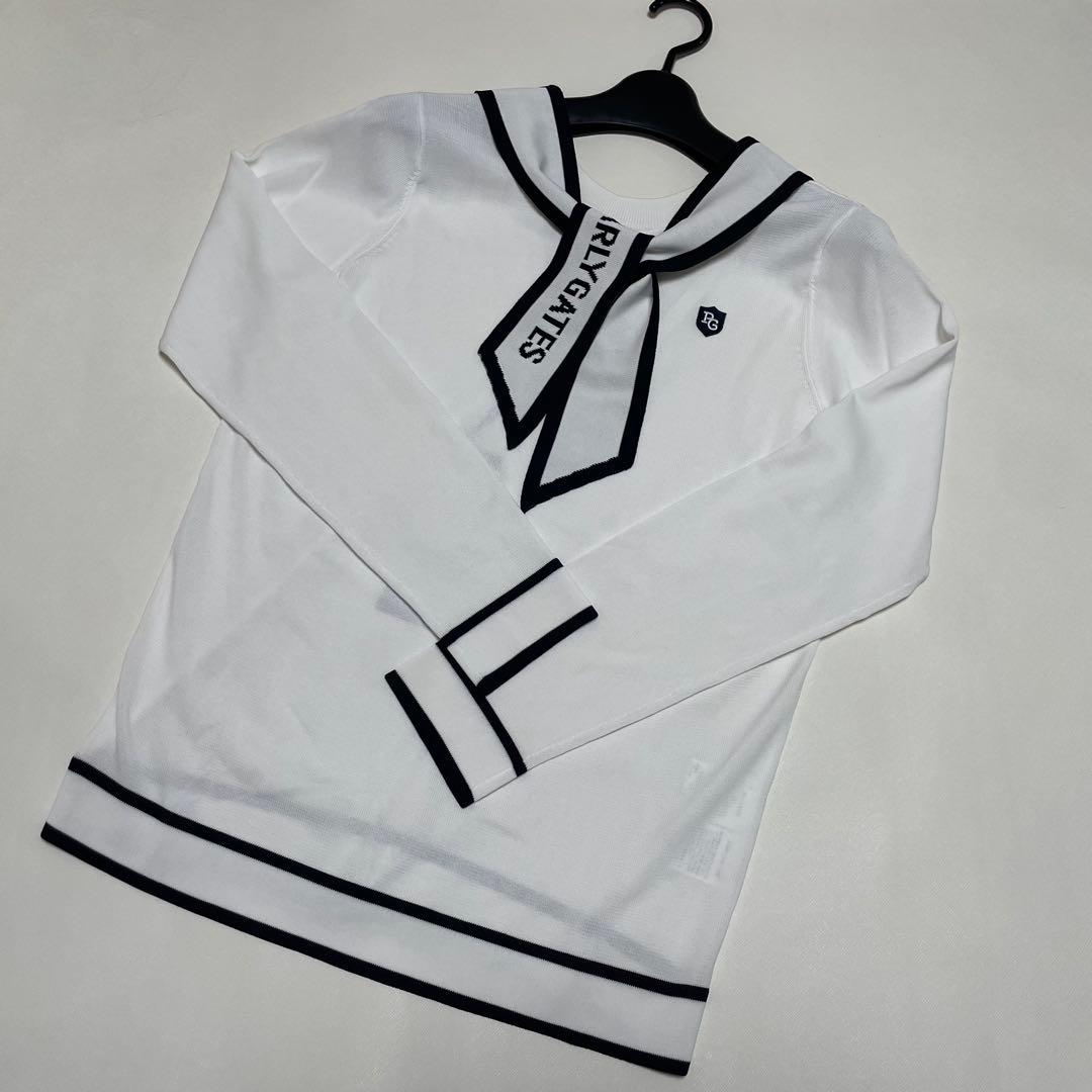 【新品】パーリーゲイツ☆リボンタイ付き光栓セーター☆0size