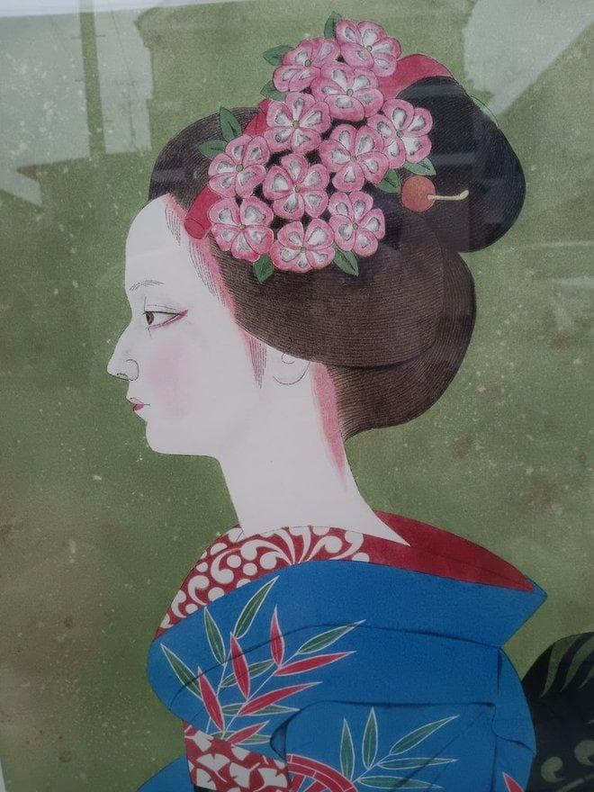 森田曠平作　「舞妓　弥生」銅版画　額付　ED70/90 作者サイン有