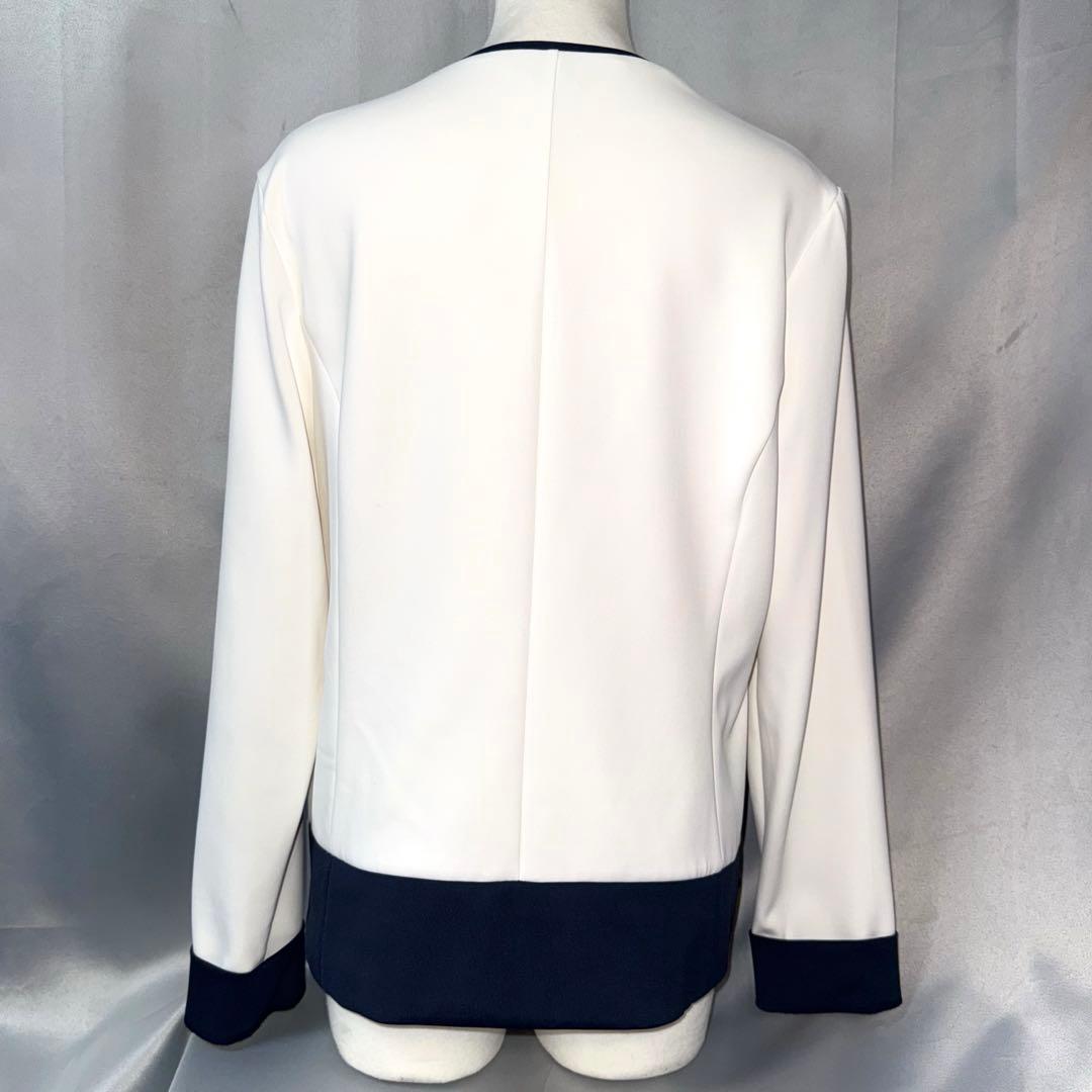 【極美品】LANVIN SPORT ノーカラー　薄手　ジップ　ゴルフ　白　LL