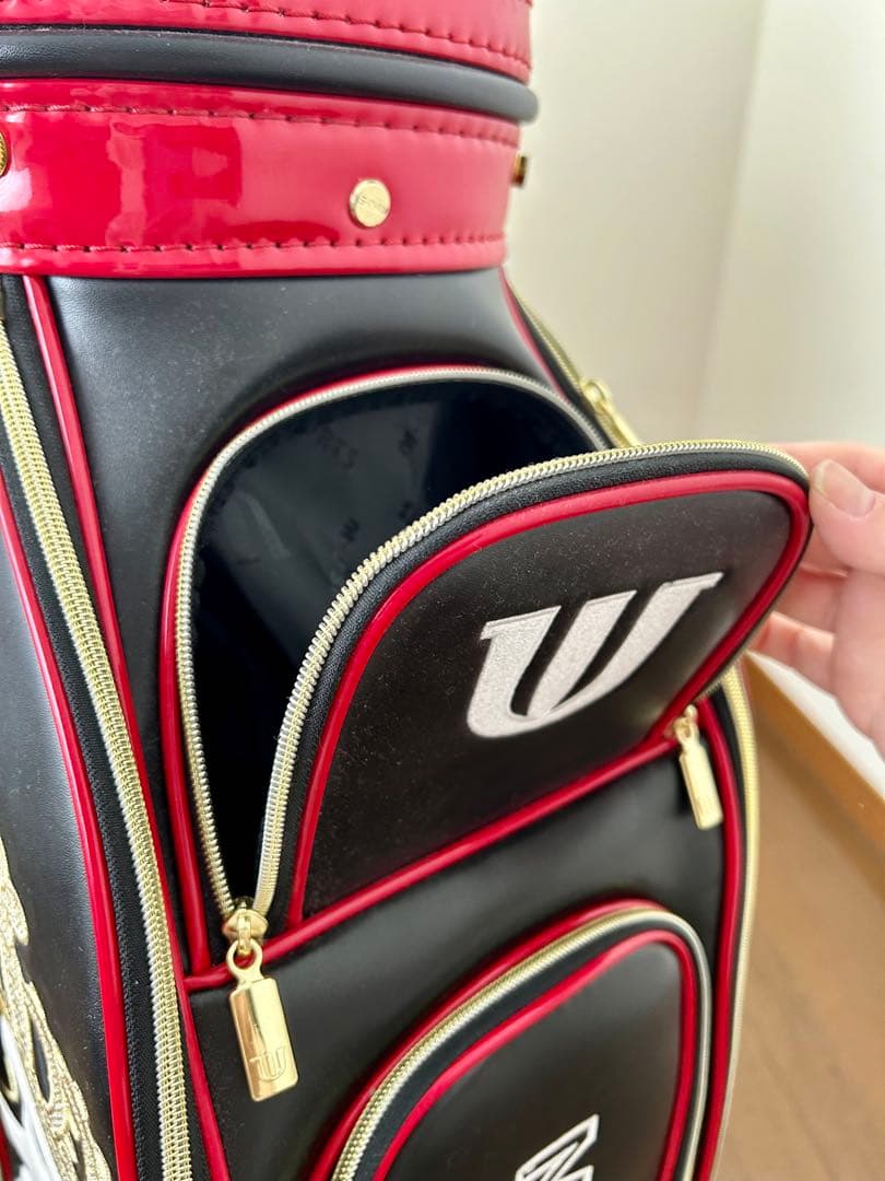 r*︎様 未使用品『M・U SPORTSウエサコ』キャディバッグ赤黒ゴルフバッグ