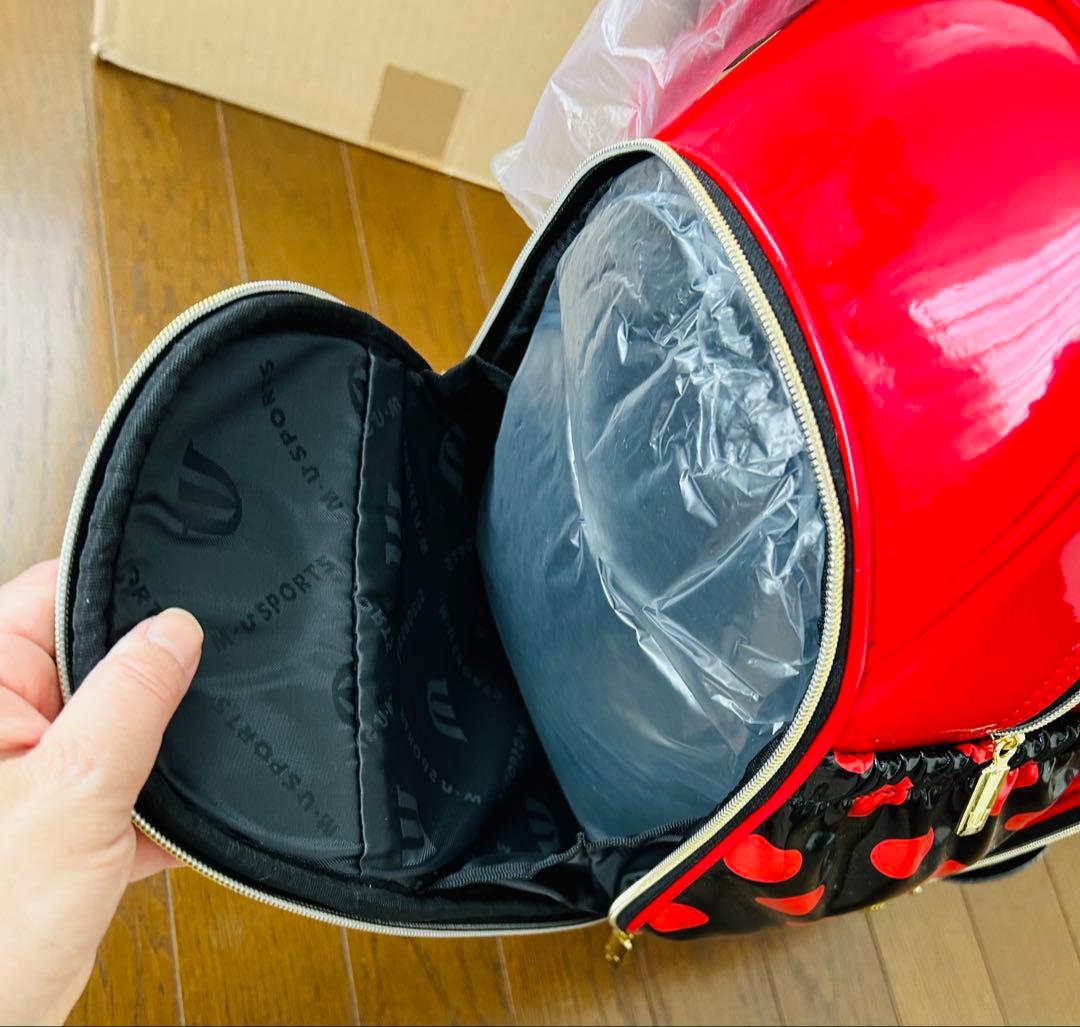 r*︎様 未使用品『M・U SPORTSウエサコ』キャディバッグ赤黒ゴルフバッグ