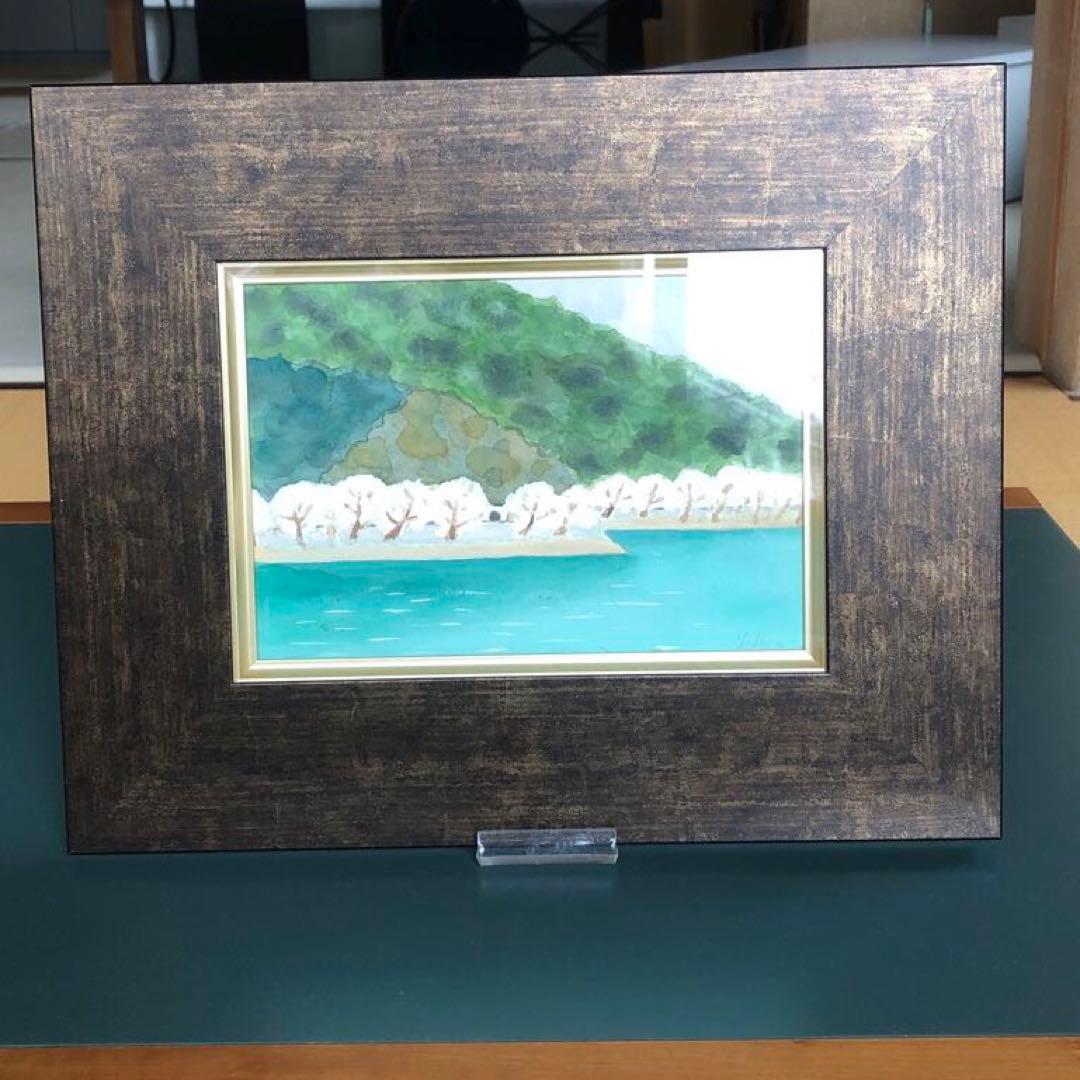絵画　吉野晁生（よしのあさお）　タイトル「海津大崎の桜」