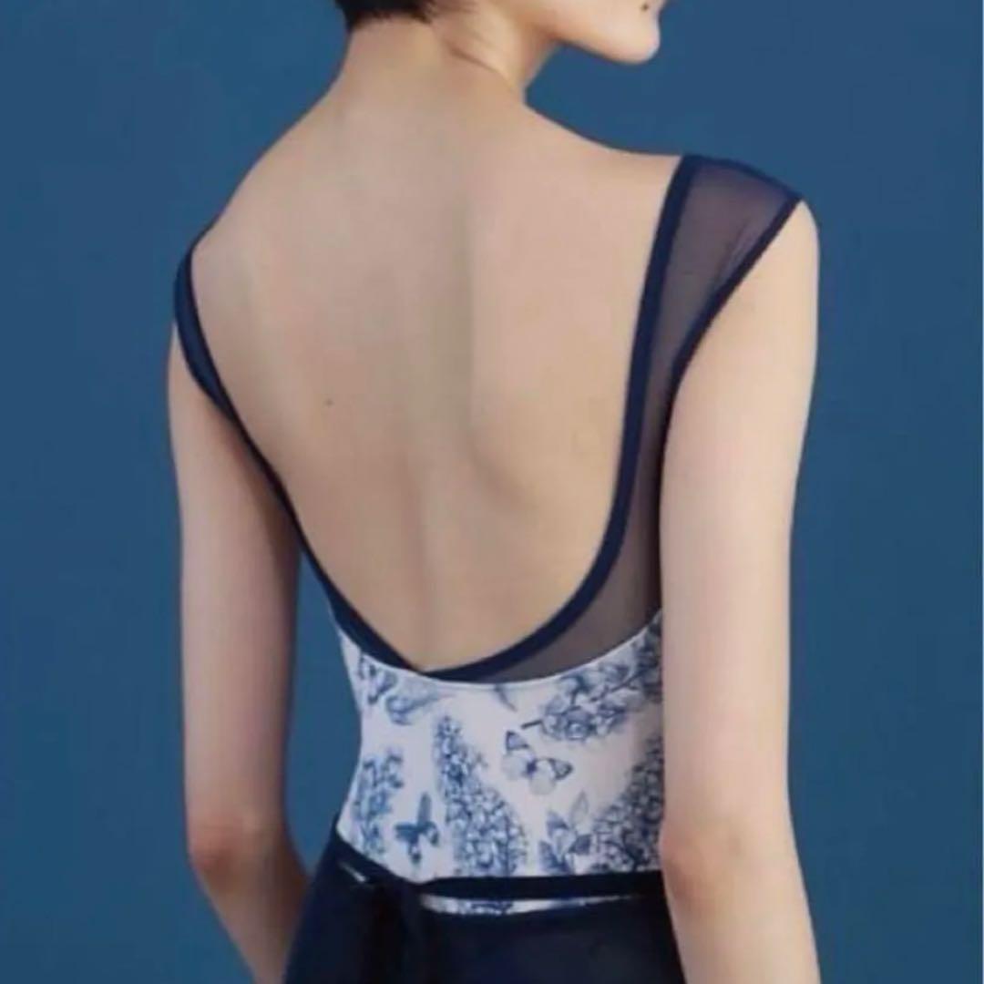 【美品】unoa レオタード　fluted blue garden