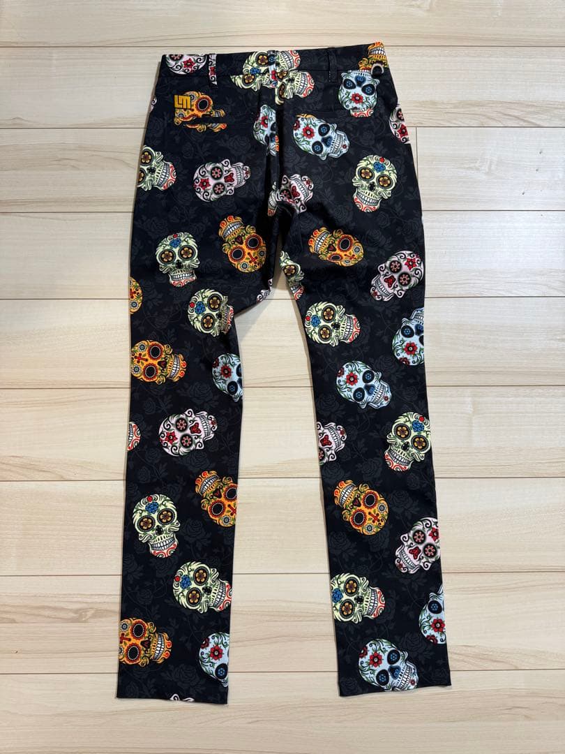 LOUDMOUTH スカル柄 メンズブラックパンツ