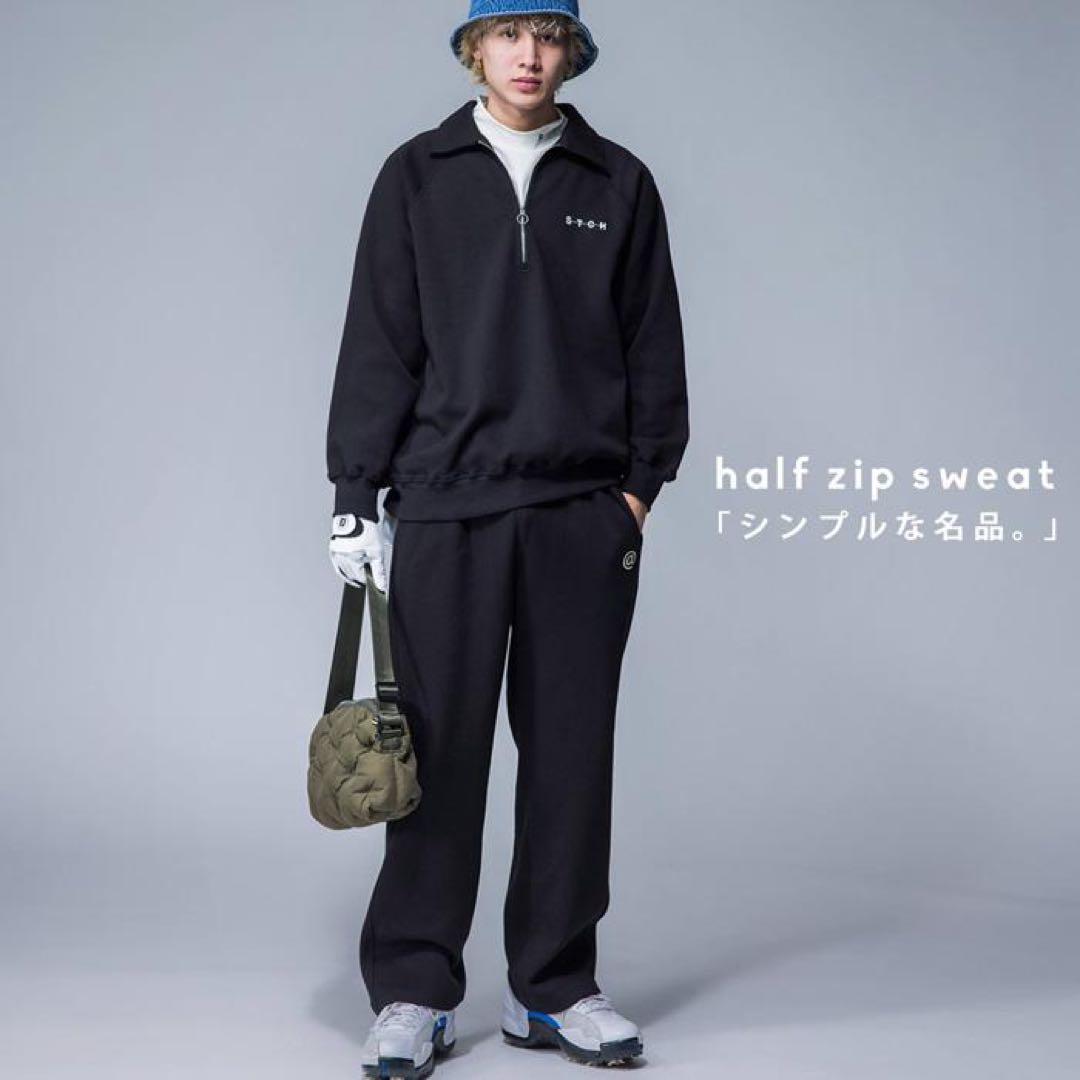 定価¥15,000＊antiqua ゴルフ STCH＊ハーフジップトップス 黒