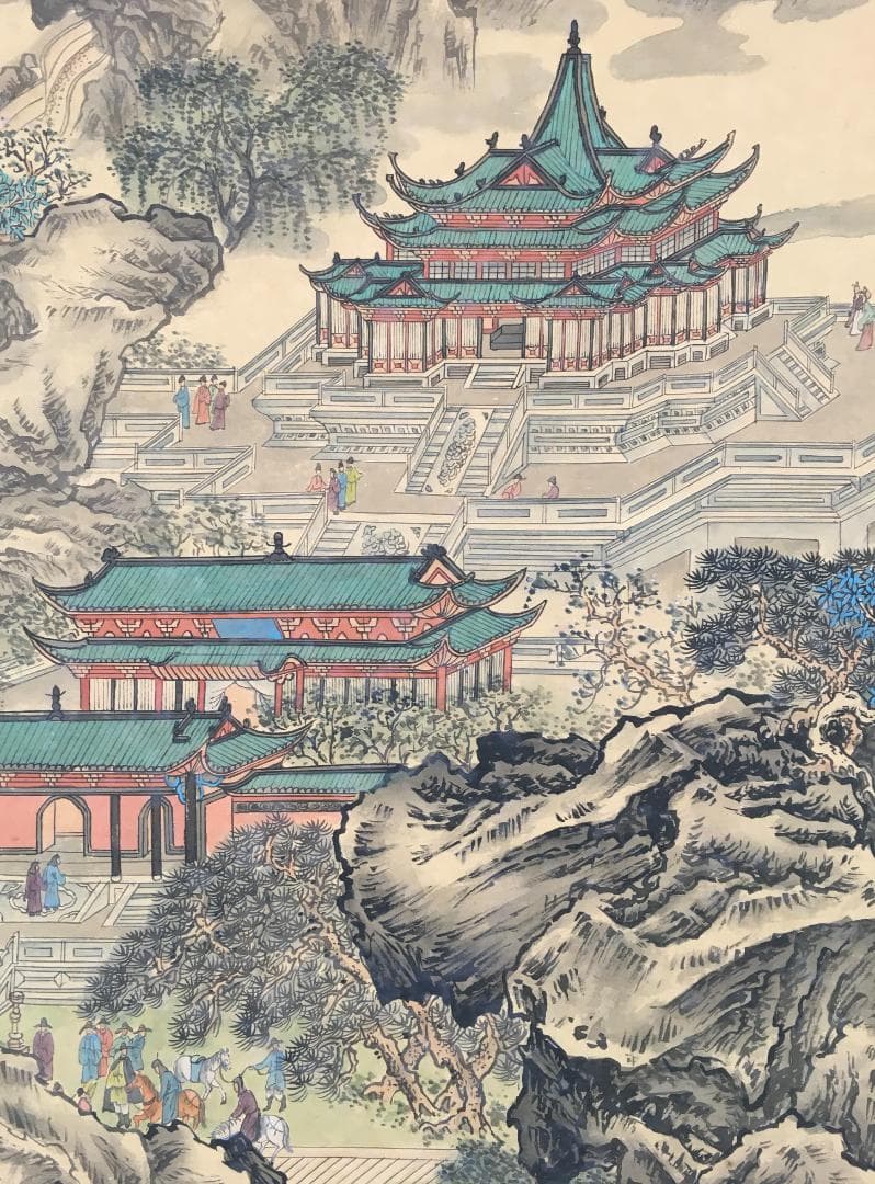 大迫力！[新誠(蘆非)・阿房宮図・大幅]／中国字画／中国の方必見