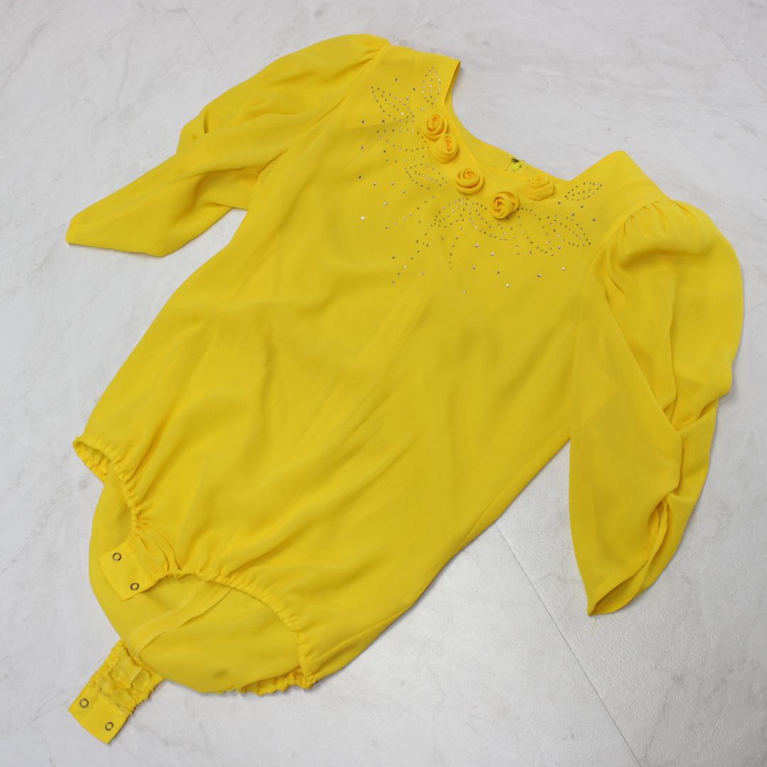 【美品 日本製社交ダンス衣装】上下セット 黄色 かわいい 可愛い フェミニン