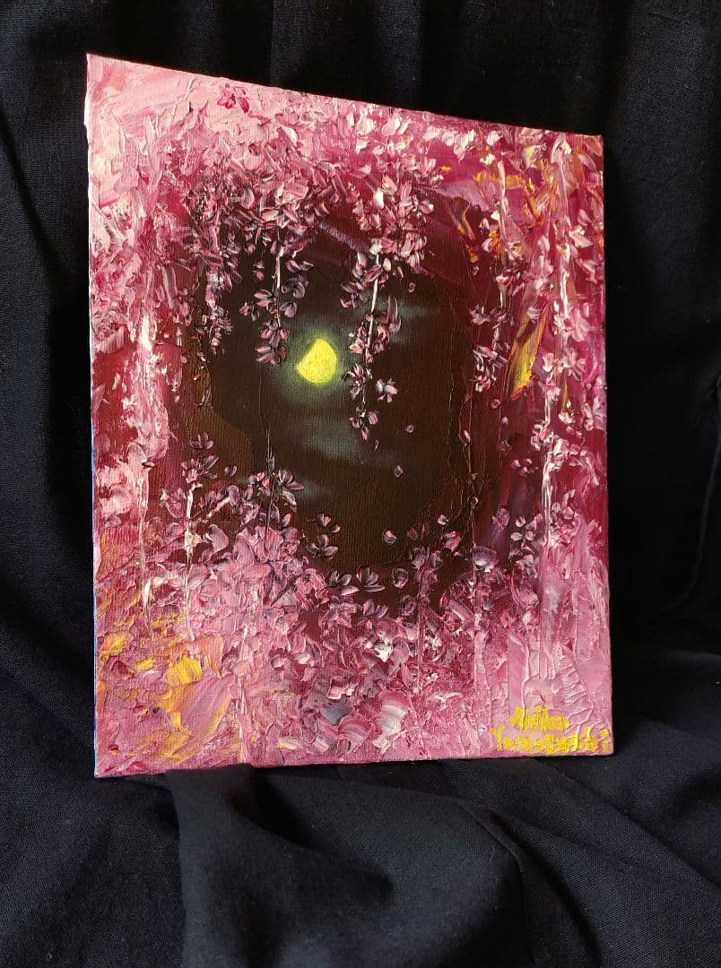 【華間の月】油絵 一点物 原画販売 額縁無し