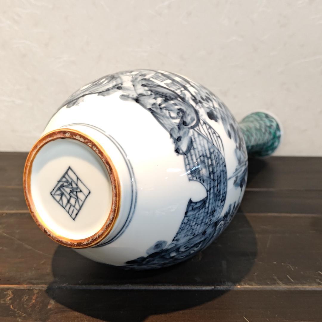【新品・未使用】花瓶　青海波山水花生　京都　清水焼　花入
