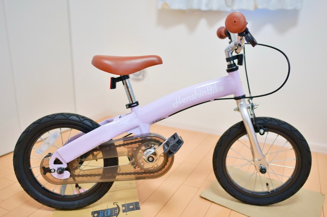 【室内保管】自転車デビューに最適！へんしんバイクX14（14インチ）パープル 紫