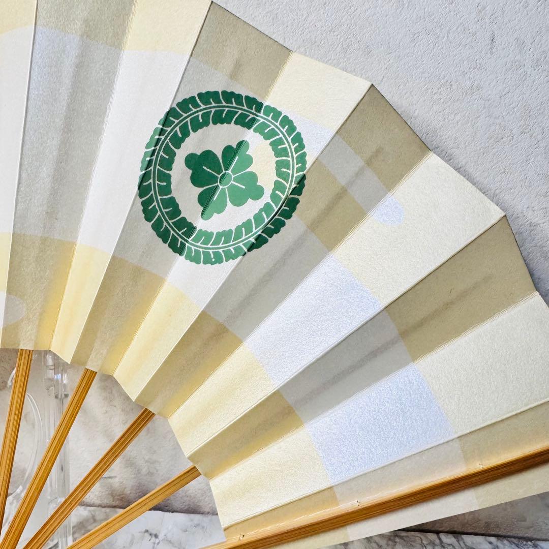 【新品】京扇堂 舞扇子 金銀ストライプ 緑花模様 京都老舗 箱・説明書付 ✨