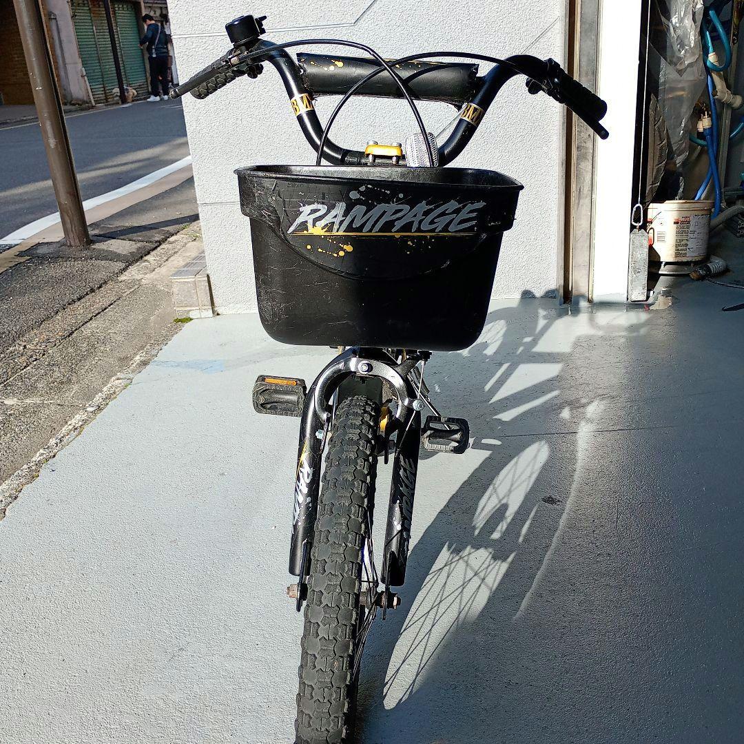 RAMPAGE 子供用自転車 黒/黄色 フロントバスケット付き18インチ　京都市