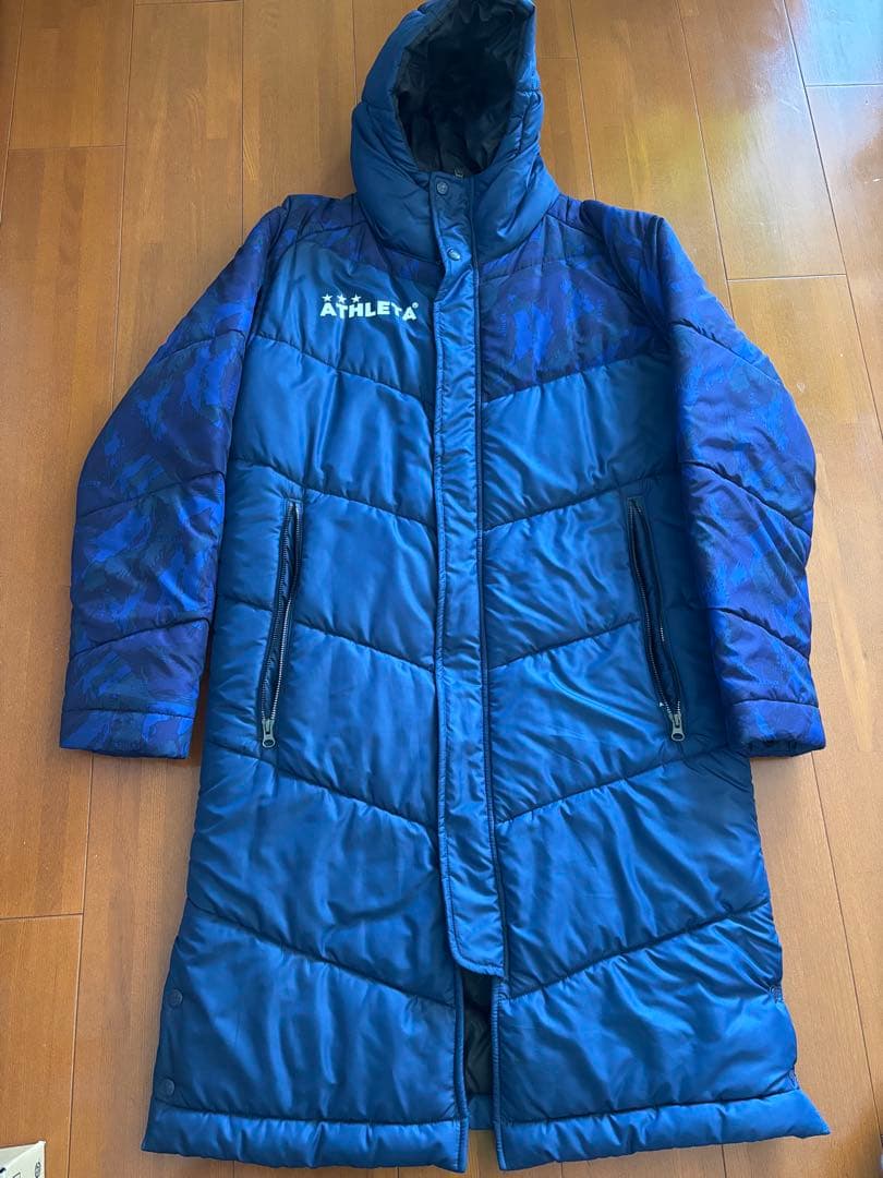 ATHLETA ネイビー ベンチコート フード付き
