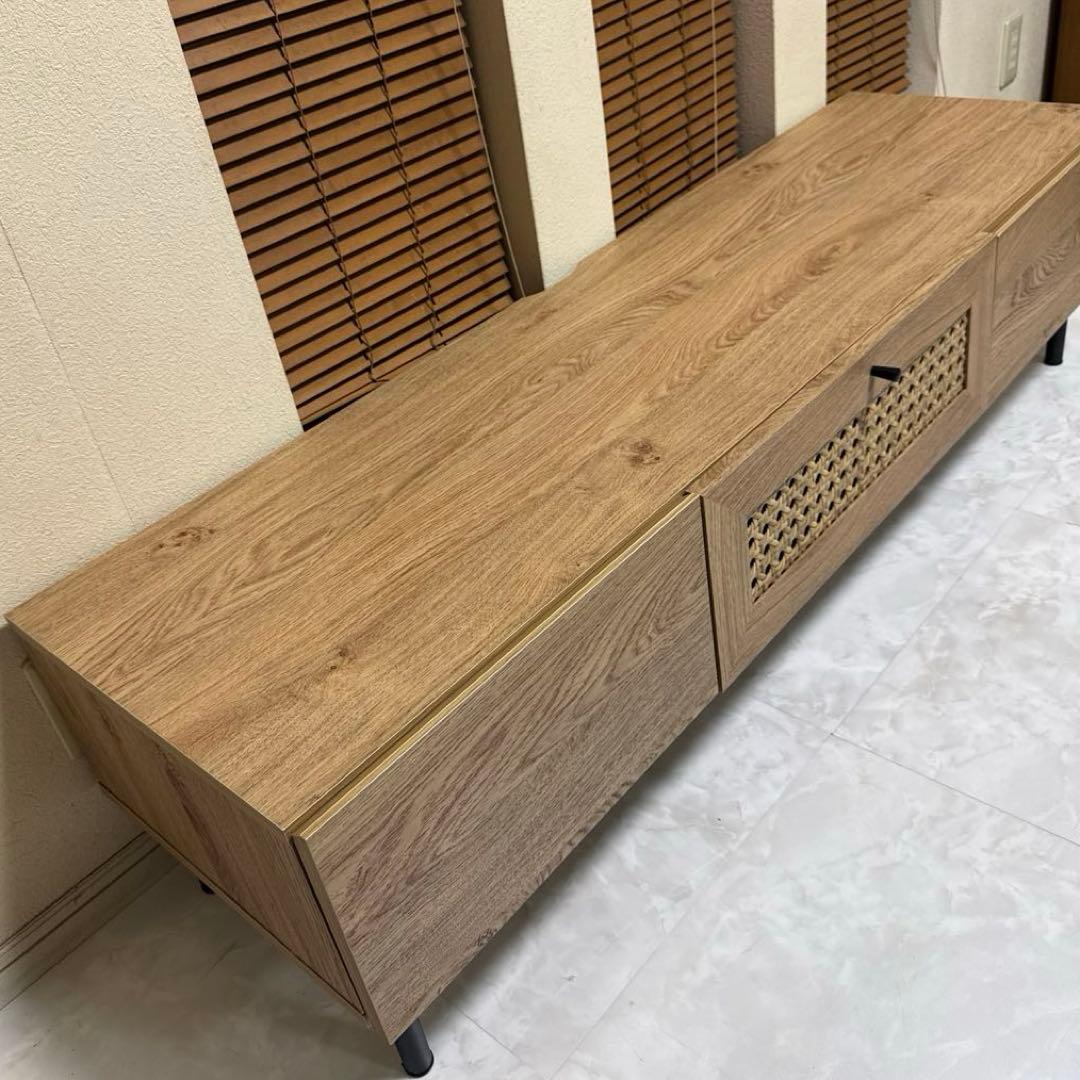 美品 LOWYA テレビボード ナチュラルウッド テレビ台 140 ラタン調