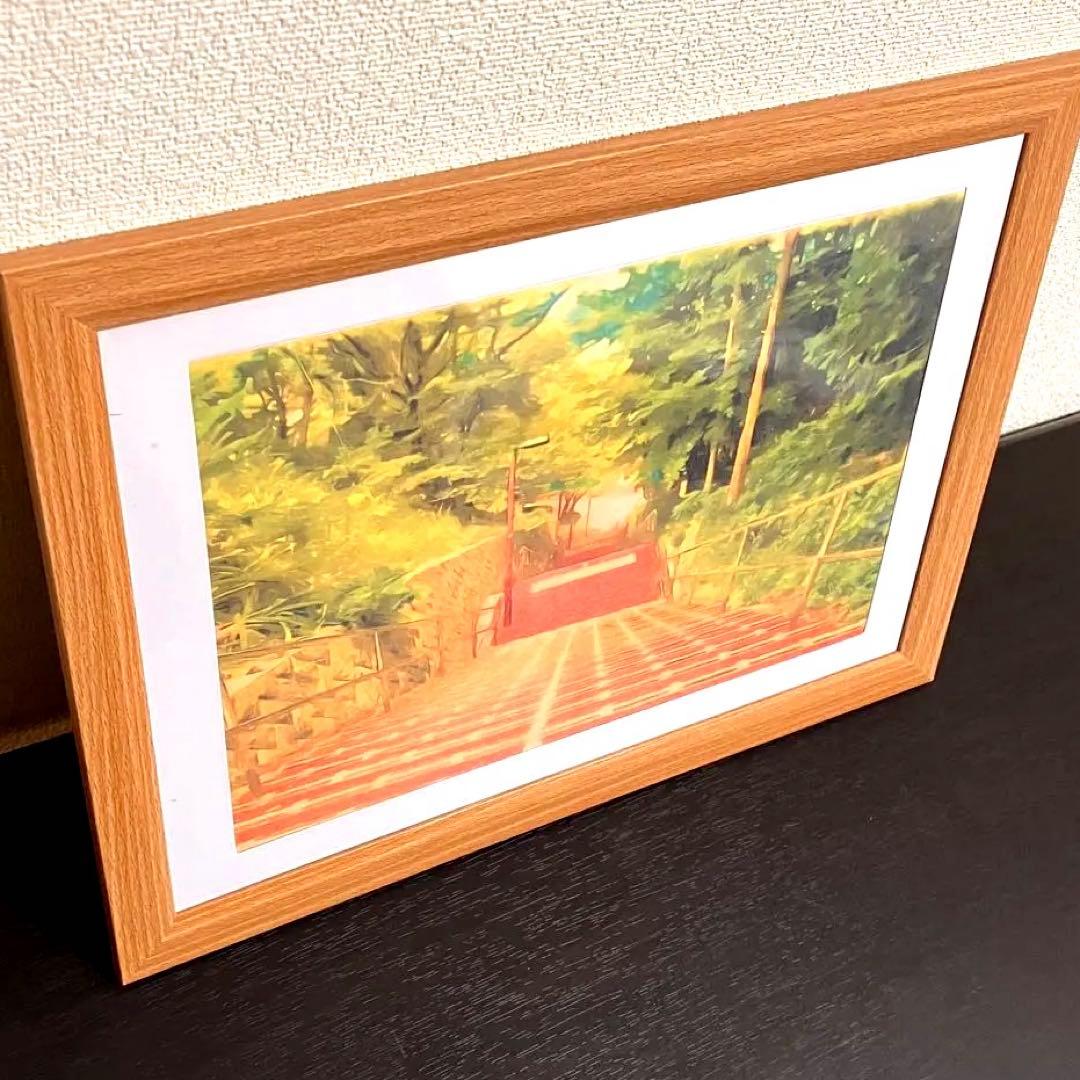 ジブリアート⑧耳をすませばより「桜ヶ丘の階段より」32.7㎝×24.0㎝　額装品