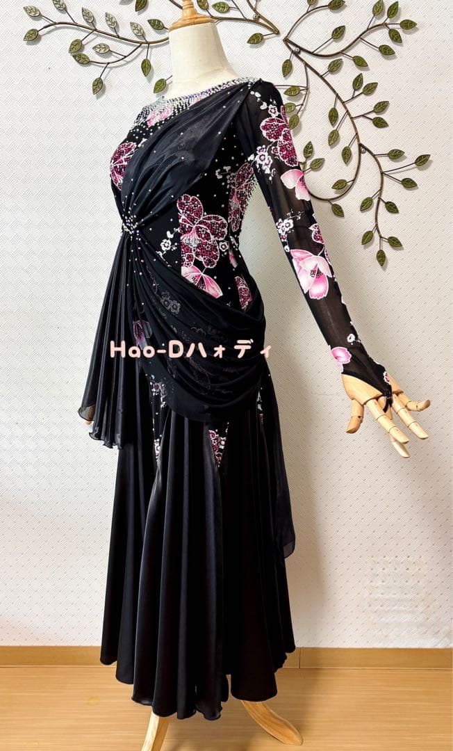 新品★スムース★パソ★スタンダード★社交ダンス★パーティー★和風花柄★SM