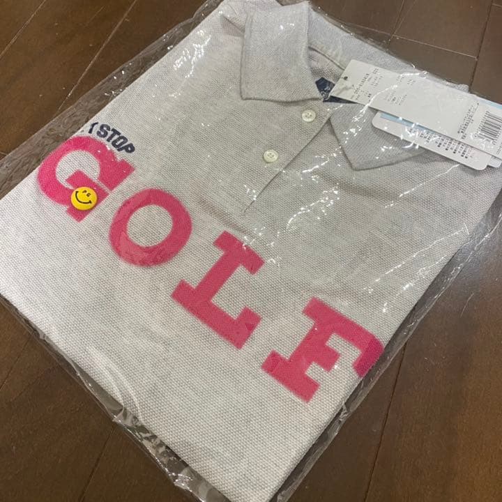 パーリーゲイツPEARLYGATESピンクロゴポロシャツグレー新品未使用サイズ1