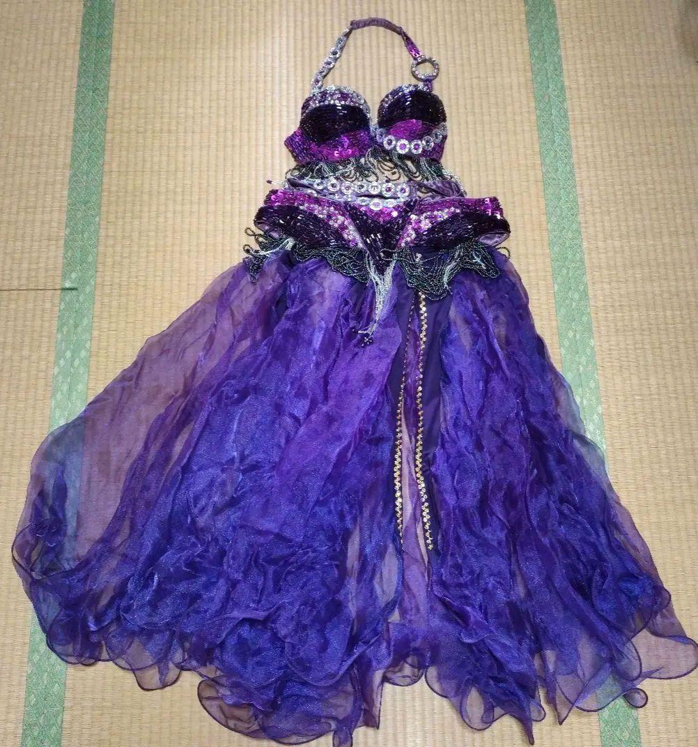 ベリーダンス セットアップ衣装 紫色 パープル Mサイズ