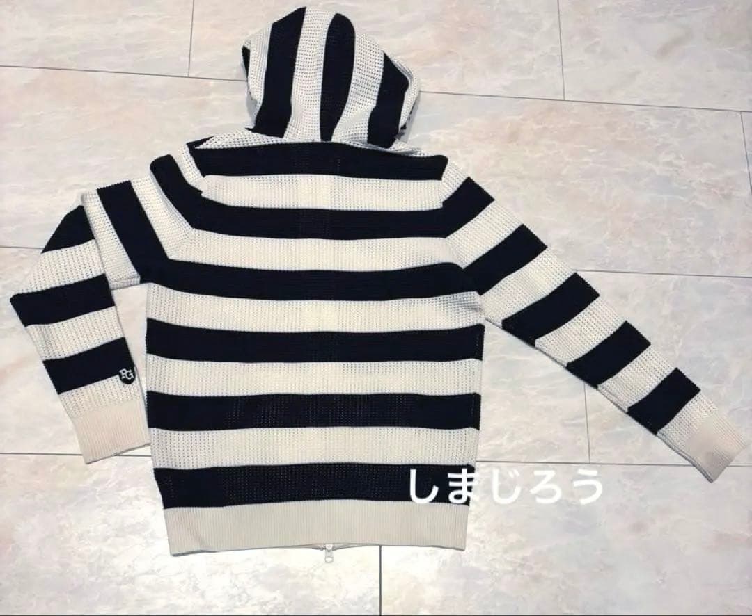 美品　PEARLY GATES メッシュニットパーカー 4 ホワイト×ネイビー