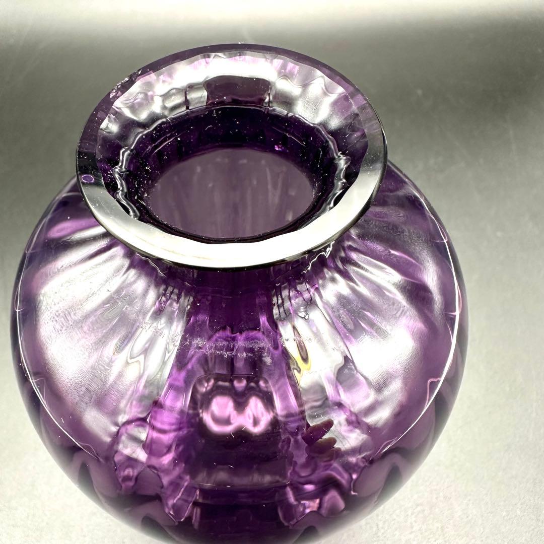 【難あり】Baccarat バカラ アクアレーユ 花瓶 クリスタル パープル