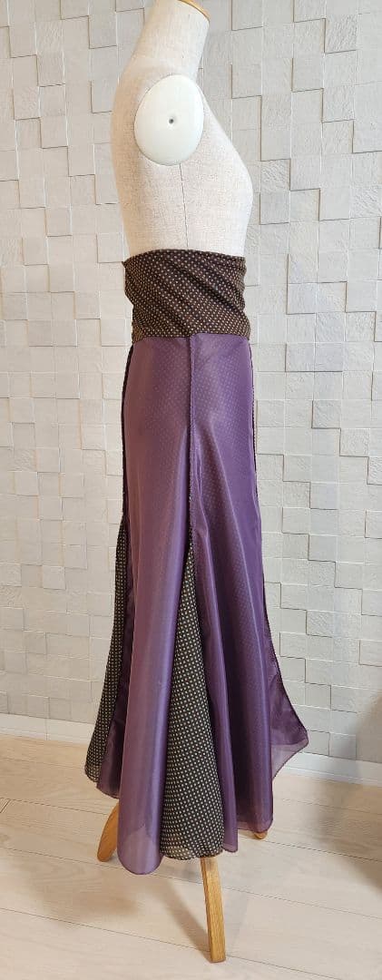 【10%Off】フラメンコ ファルダ 練習用 シアーストレッチ 茶色水玉 極軽量