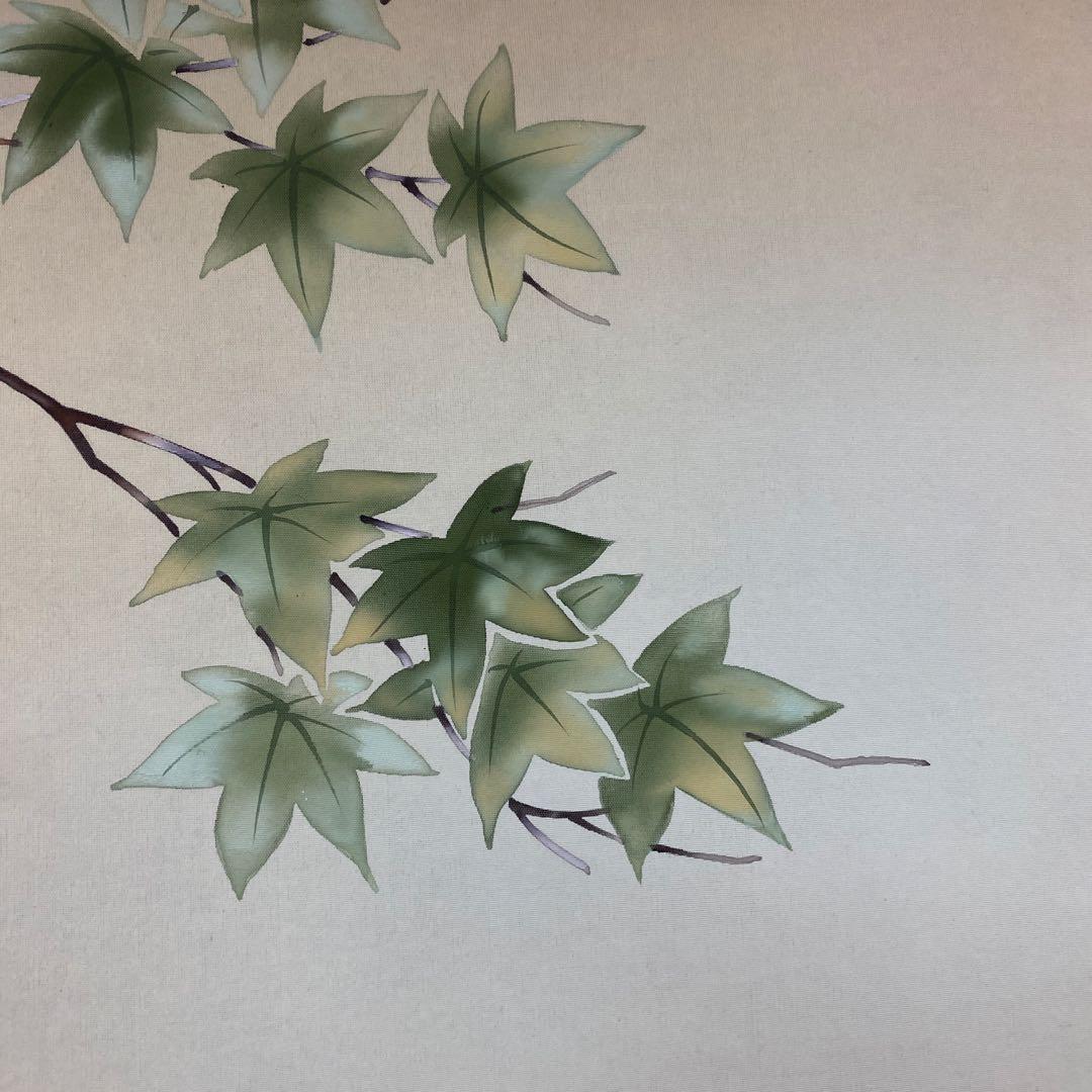 美品 掛け軸 大塚清秋作 楓に雀図 共箱 花鳥 おもてなし