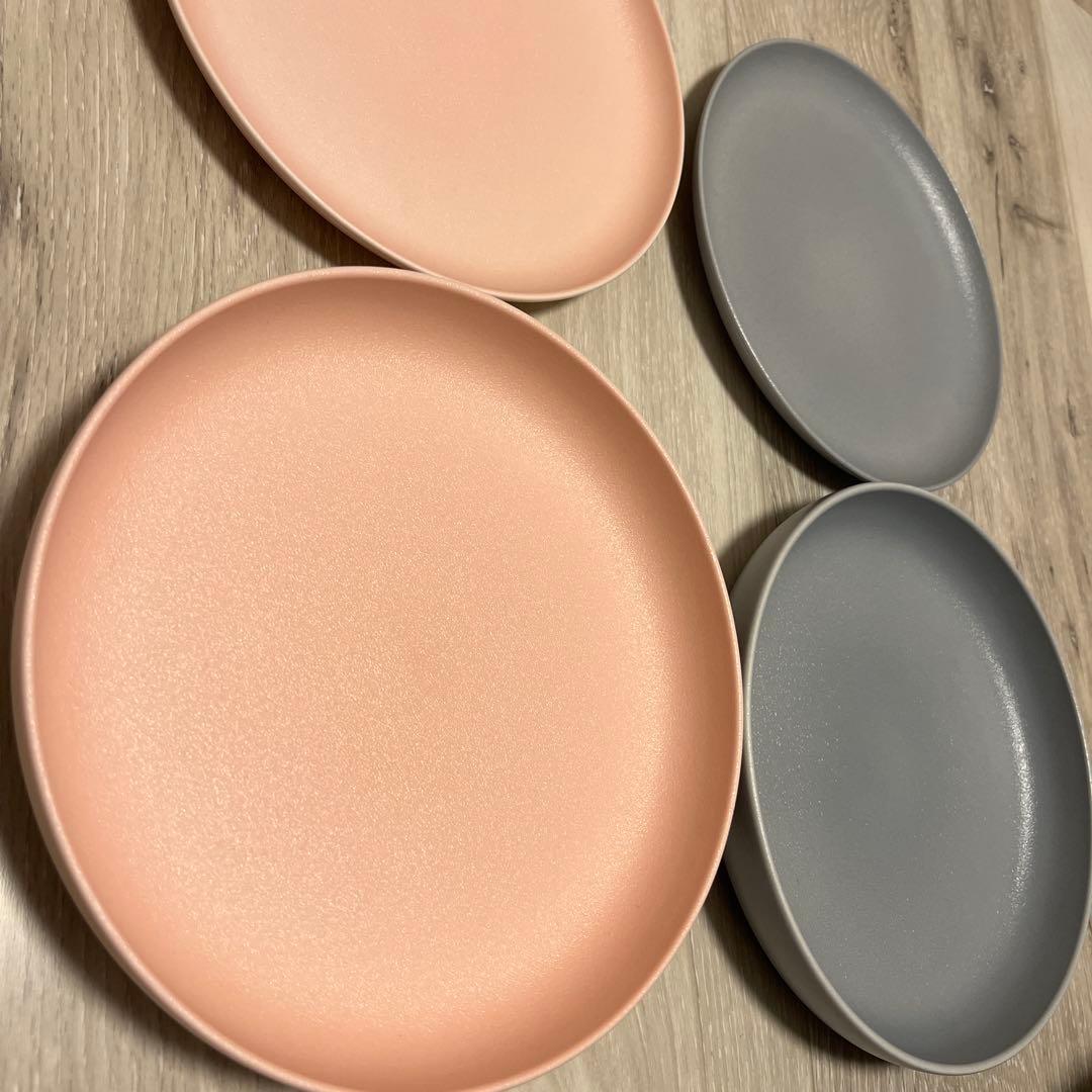 LE CREUSET クーペ　ピンク グレー 皿 4枚セット