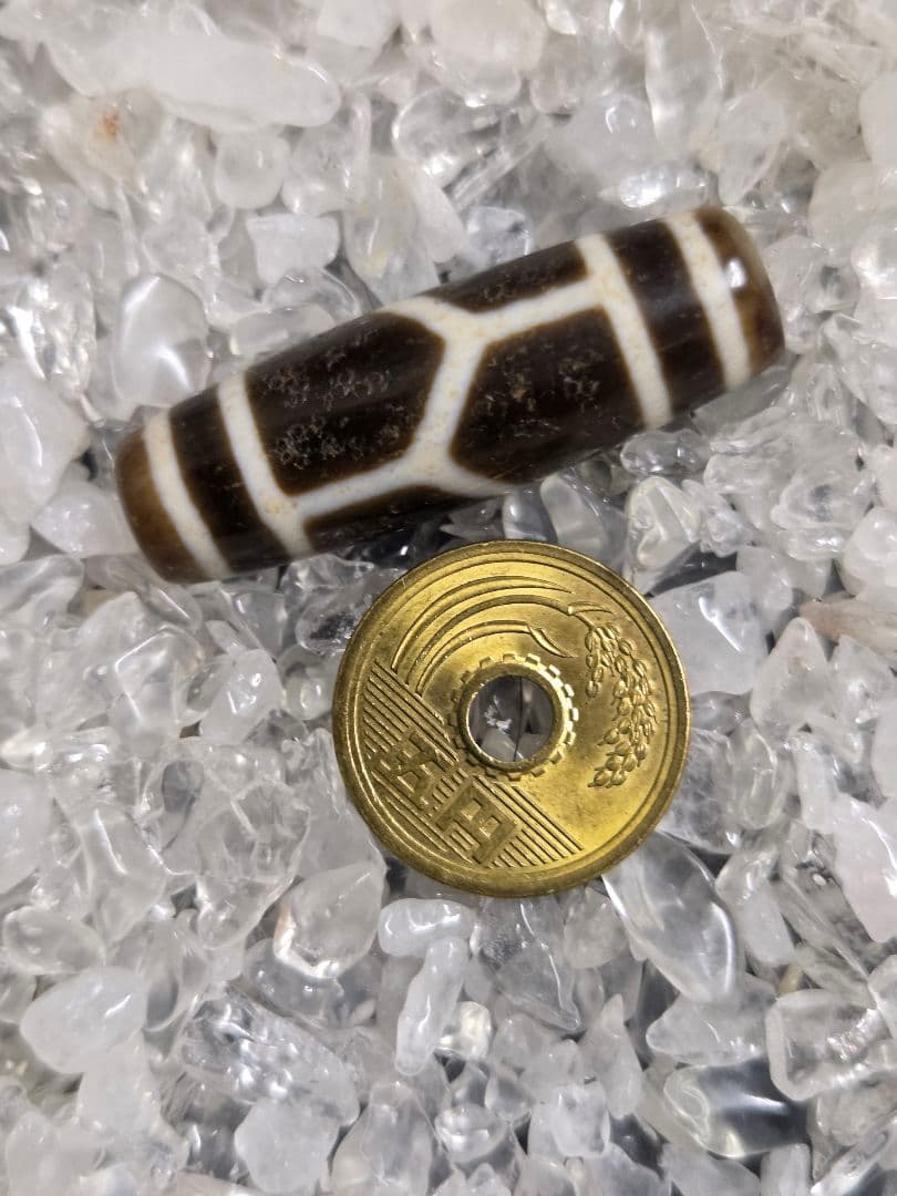 097　天珠　正統派　上質　亀甲長壽天珠　dzibeads　！