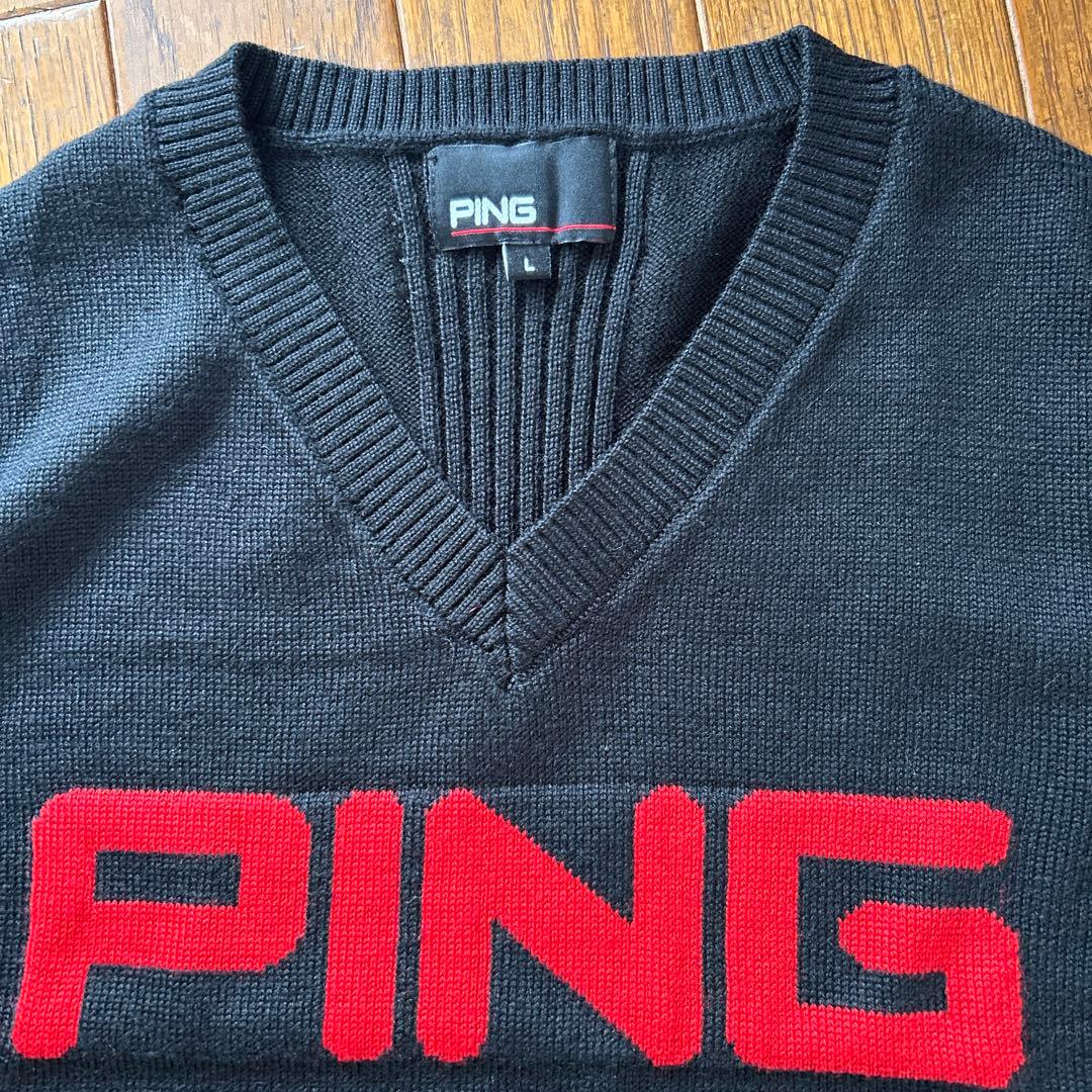 PING レディース Vネックベスト L ブラック