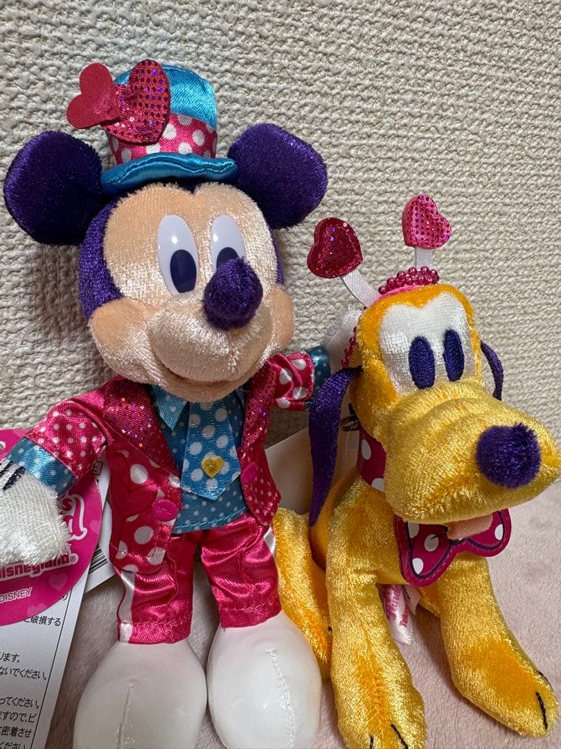 【新品未使用】2点セットミニーパルパルーザぬいぐるみバッジ ミッキープルート