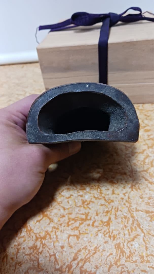 時代物備前焼掛花入大黒図茶道具花器在銘縁起物七福神箱付明治大正期　骨董