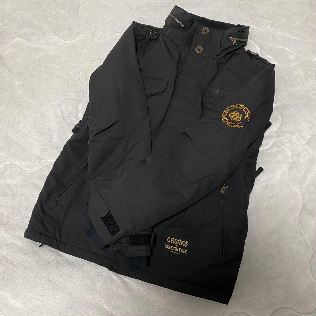 【686╳CROOKS&CASTLES】スノボウェア限定コラボ 黒ブラック（M）