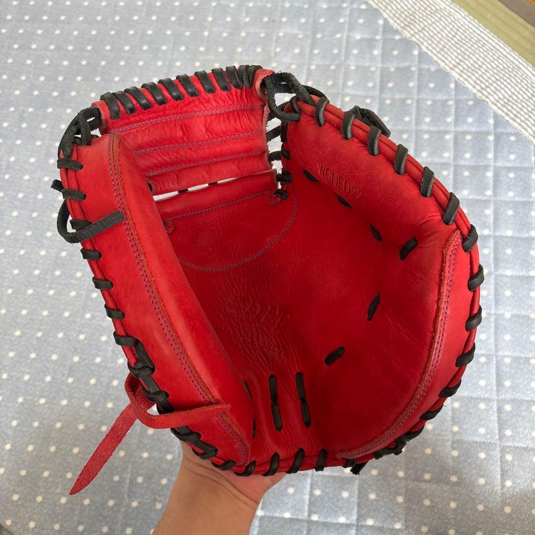 軟式用　キャッチャーミット　ワールドペガサス　レッド