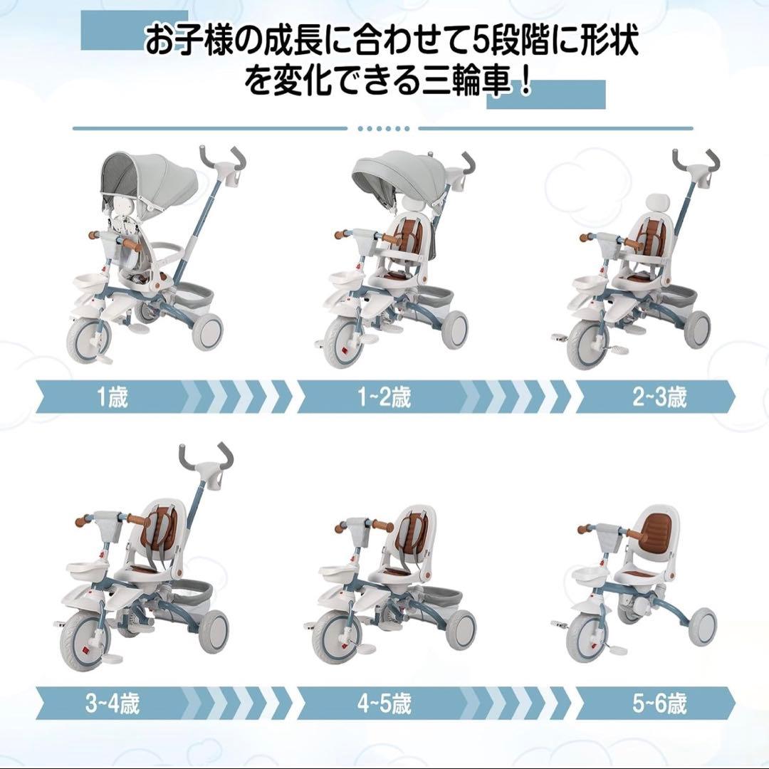 Thinkmax 子供三輪車 5in1 折りたたみ 組み立て簡単/舵取り簡単