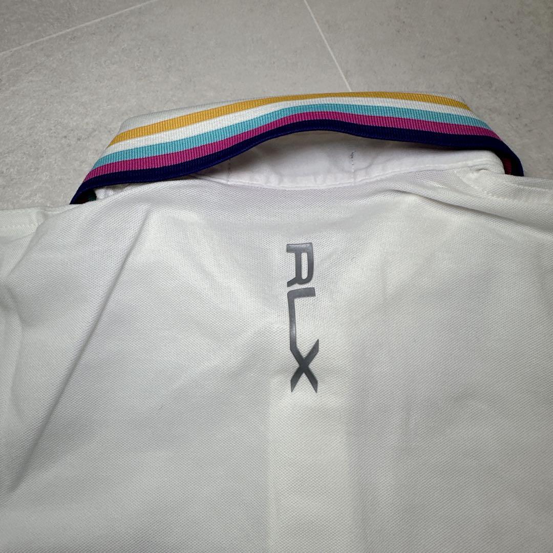 極美品✨RLX RALPH LAUREN 半袖ポロシャツ M 白 襟マルチカラー