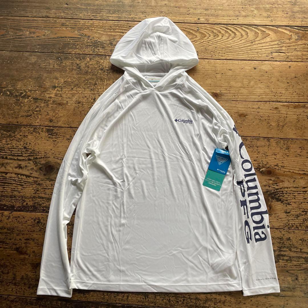 新品　25年春夏　コロンビアPFG　ターミナル タックル フーディー　白　L