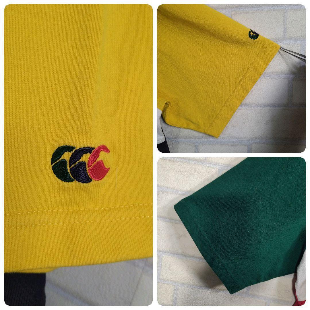 カンタベリー★肉厚 総刺繍 切替 半袖 ラガーシャツ マルチカラー 2XL