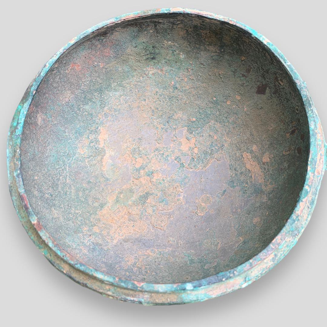 青銅器 春秋戦国時代 食器 蓋付き 青銅蟠螭紋豆 骨董品 中国 古美術