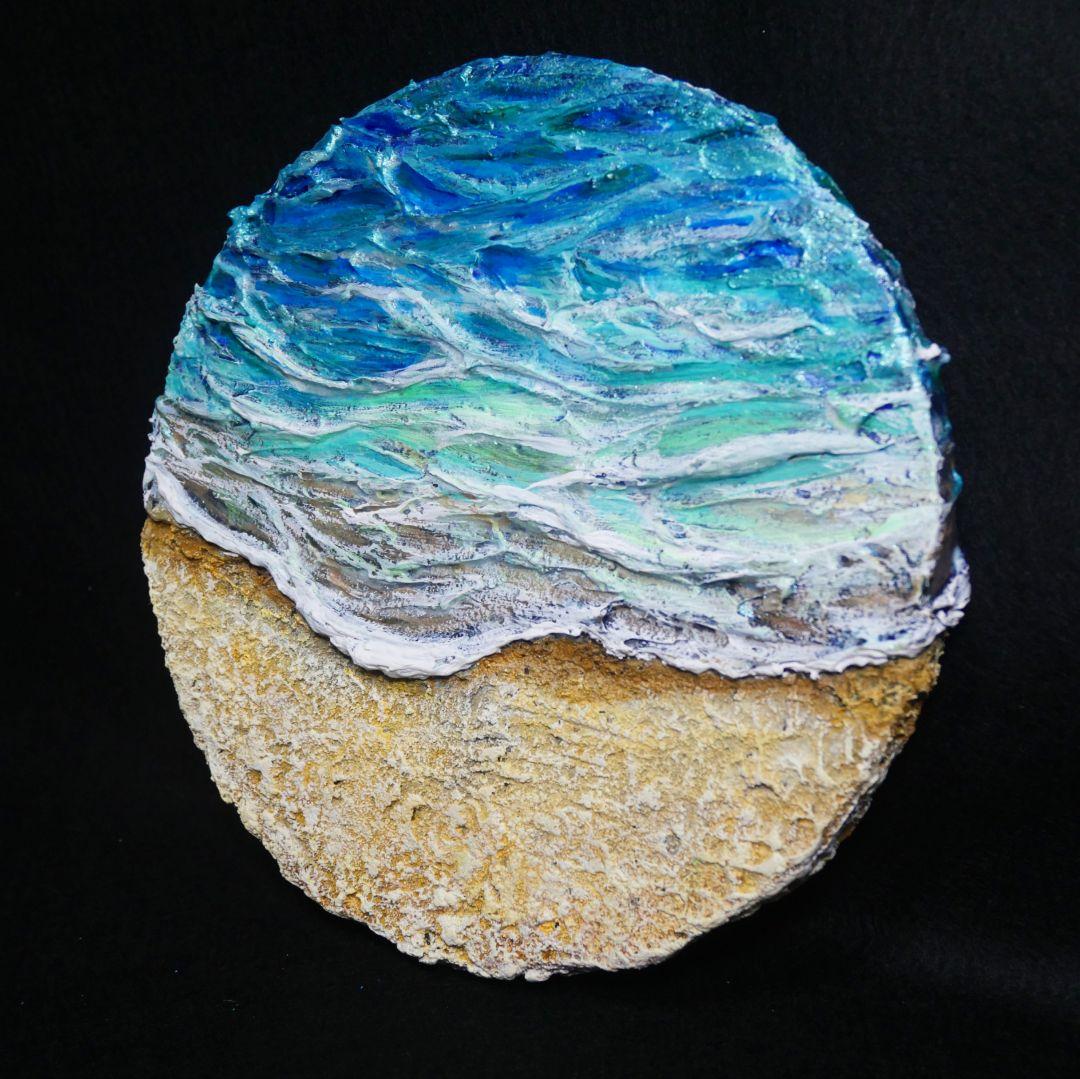 油絵 油彩 油彩画 絵 絵画 円形【丸い海】