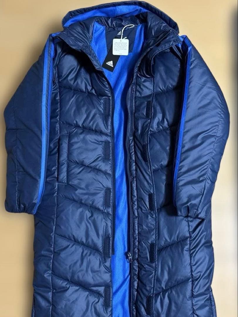 新品•未使用adidas ネイビー160cm フード付きベンチコート