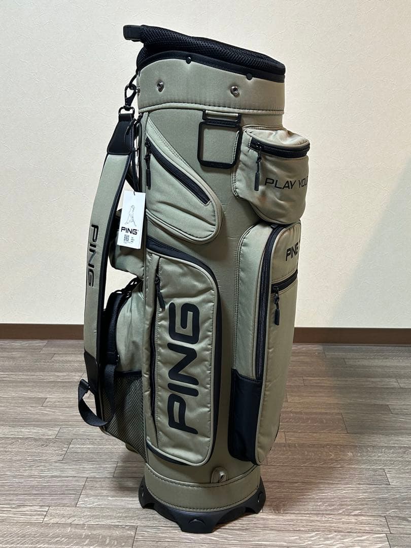 PING 自立式キャディバッグ　未使用品　10ポケットで収納力抜群！カーキ色