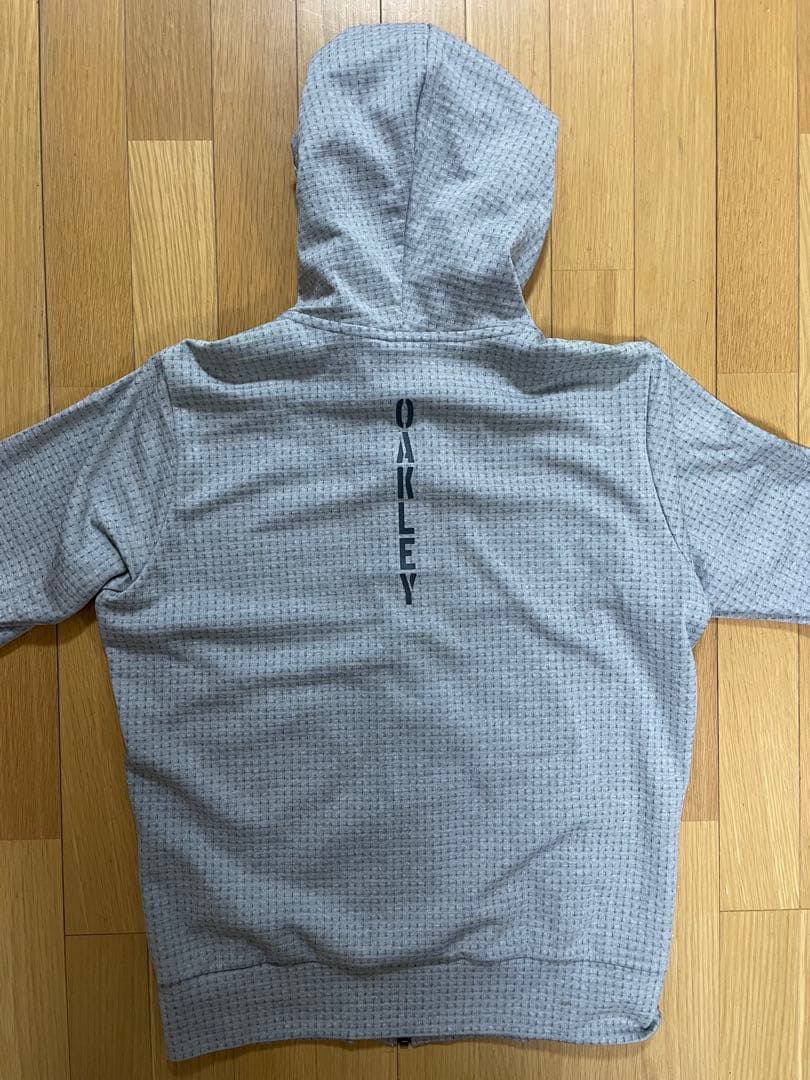 Oakley フルジップ パーカー L グレー ワッフル生地 フード付