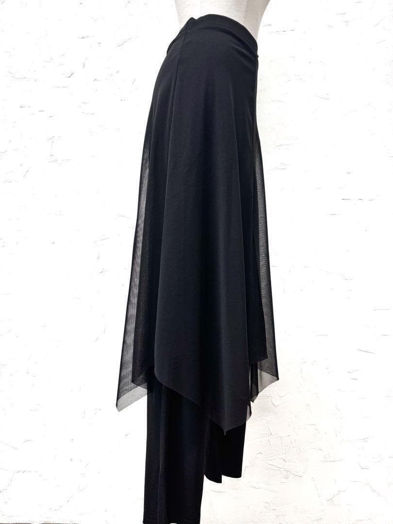 【シンプル】新品オーバーメッシュデザインブーツカットパンツ 黒m135
