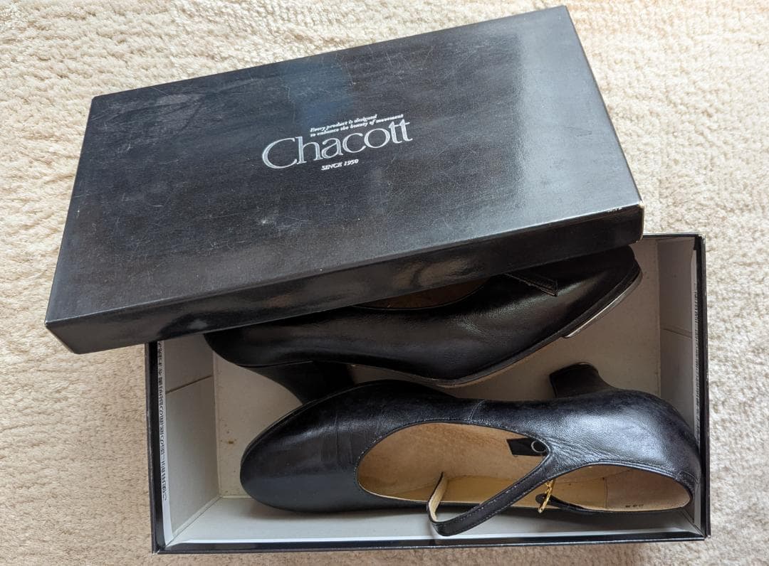 チャコット　Chacott　タップシューズ　黒　ストラップ付き　ヒール　24cm
