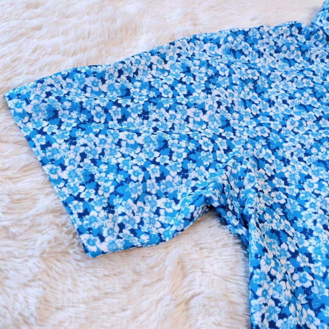 フットジョイ✨半袖ボタンダウンポロシャツ　サクラソウプリント　春色　ゴルフ　XL